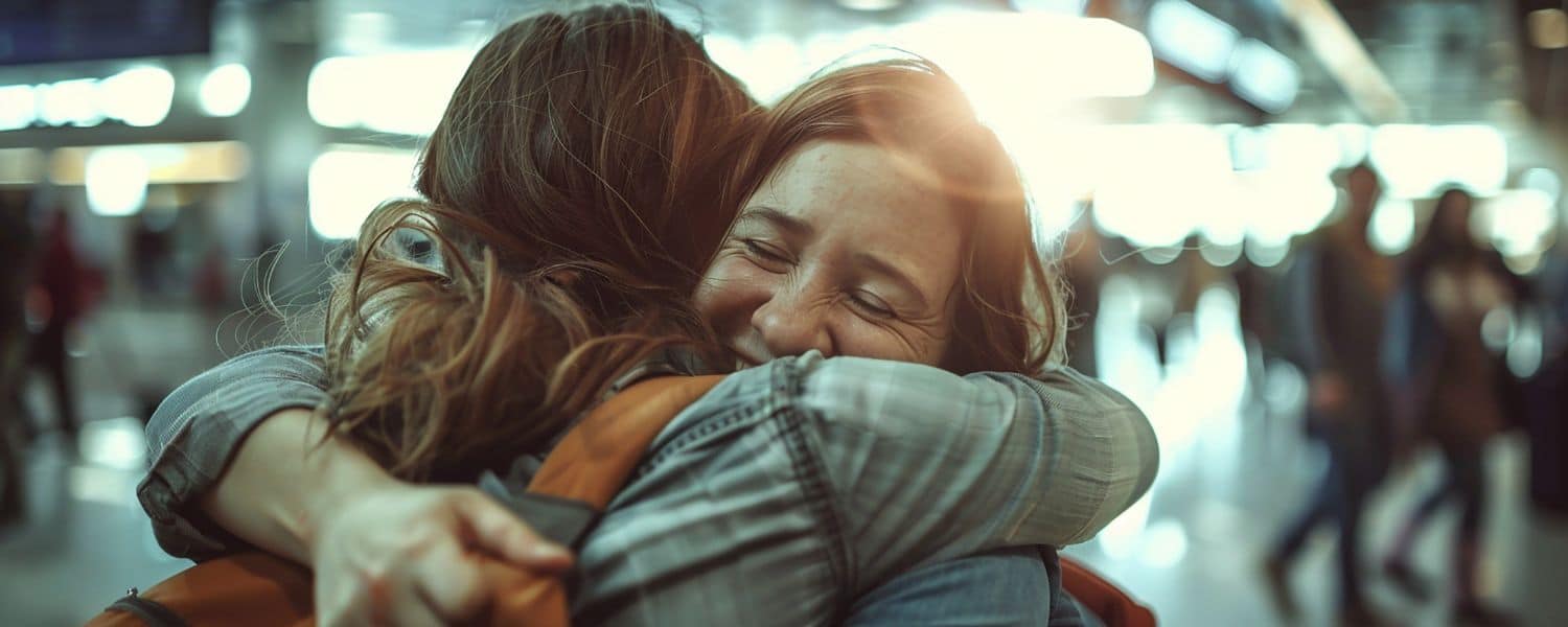 estudiantes abrazándose